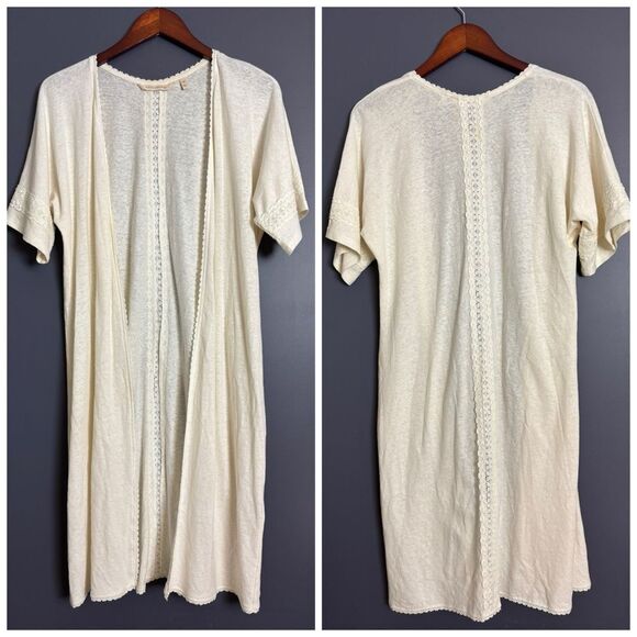 Soft Surroundings Linen Cotton Open Front Duster Long Line Cardigan Sweater XS - Picture 2 of 16